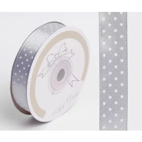 SZATÉN SZALAG PÖTTYÖS  SZÜRKE