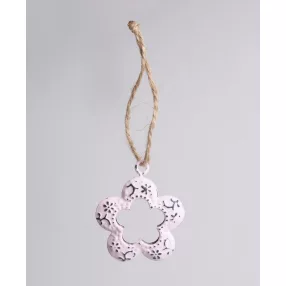 FÉM LÓGÓ DEKOR  LYUKACSOS VIRÁG  6 DARABO RÓZSASZÍN