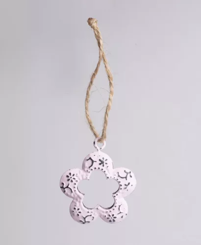 FÉM LÓGÓ DEKOR  LYUKACSOS VIRÁG  6 DARABO RÓZSASZÍN