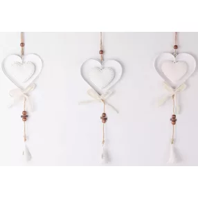 FÉM LÓGÓ DEKOR SZÍVBEN SZÍV 3 DARABOS