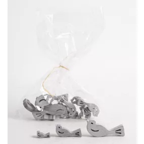 DEKOR FA MADÁR 18 DARABOS SZÜRKE