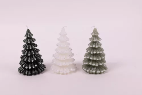 GYERTYA FENYŐFA, 3D, GLITTERES
