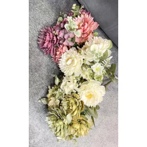 MŰVIRÁG, RÓZSA, HORTENZIA CSOKOR EUKALIPTUSSZAL, 4 VIRÁG