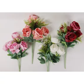 MŰVIRÁG, RÓZSA CSOKOR, PÁFRÁNY LEVÉLLEL, 5 VIRÁG