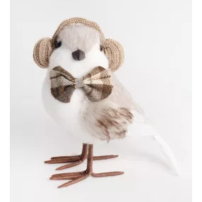 TEXTIL MADÁR, FÜLVÉDŐVEL, KRÉM ÉS BARNA