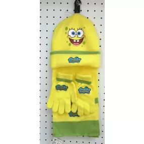 LICENC SAPKA SÁL KESZTYŰ SZETT, SPONGYABOB, SÁRGA