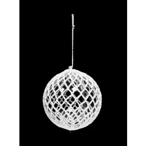 DEKOR AKASZTÓS HORGOLT DÍSZ, MŰANYAG GÖMB, FEHÉR