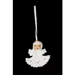 DEKOR AKASZTÓS HORGOLT DÍSZ, ANGYAL, FEHÉR