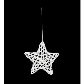 DEKOR AKASZTÓS HORGOLT DÍSZ, 3D CSILLAG, FEHÉR