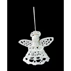 DEKOR AKASZTÓS CSIPKE DÍSZ ANGYAL, FEHÉR