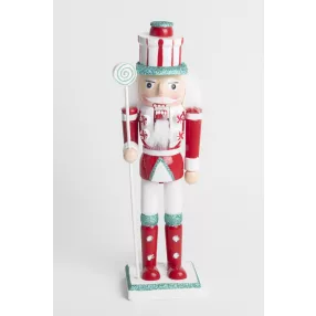   FA DIÓTÖRŐ SÜTI KIRÁLY, NYALÓKÁVAL, PIROS/FEHÉR/TÜRKIZ GLITTERES