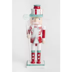   FA DIÓTÖRŐ SÜTI KIRÁLY, NYALÓKÁVAL, PIROS/FEHÉR/TÜRKIZ GLITTERES