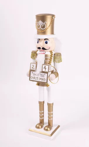 FA DIÓTÖRŐ, ADVENTI NAPTÁR, DAY'S TIL CHRISTMAS FELIRAT, FEHÉR-ARANY