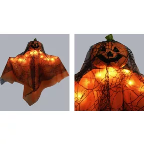   HALLOWEENI FÜGGŐ DEKORÁCIÓ, HALLOWEEN TÖK, VILÁGÍTÓS, NARANCSSÁRGA FEKETE