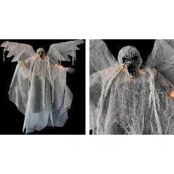HALLOWEENI FÜGGŐ DEKORÁCIÓ, SIKOLY, VILÁGÍTÓS, FEHÉR
