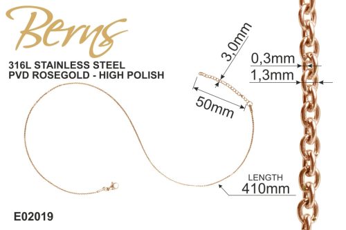 LÁNC SZEMES 0,3*41+5CM316L RG