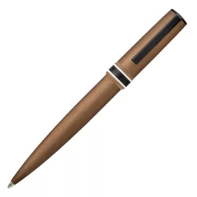   HUGO BOSS golyóstoll, Arche Brushed Ring kollekció - camel barna