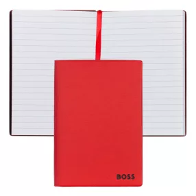   BOSS notesz A6, Essential kollekció - piros; vonalas        apokkal