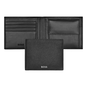   BOSS klasszikus pénztárca kártyatartóval valódi bőrből, Classic Grained kollekció - fekete