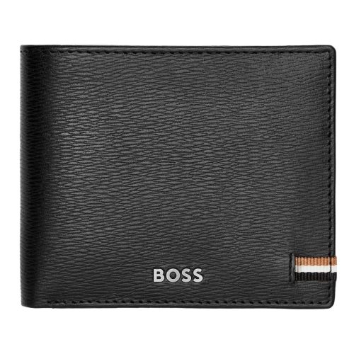 Hugo Boss pénztárca kártyatartóval, Iconic kollekció - fekete