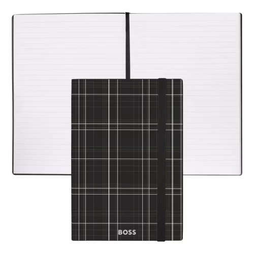 BOSS notesz A5, vonalas lapokkal Checkered kollekció - fekete