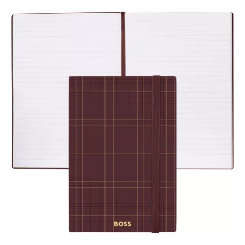 BOSS notesz A5, vonalas lapokkal Checkered kollekció - bordó