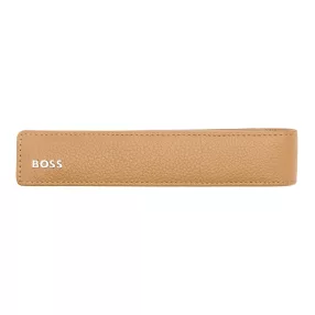   BOSS tolltartó valódi bőrből, Classic Grained kollekció - camel barna