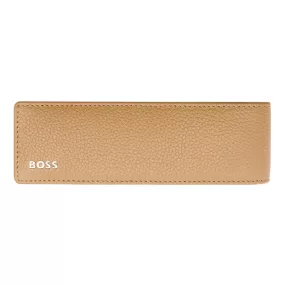  BOSS tolltartó valódi bőrből, Classic Grained kollekció - camel barna