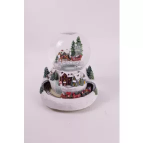   POLIREZIN HAVAZÓ GÖMB,LEDDEL,ZENÉVEL, MOZGÓ VASÚT, HAVAS TÁJ