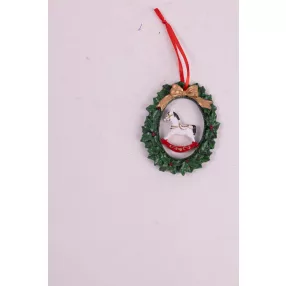   POLIREZIN AKASZTÓS KOSZORÚ ZÖLD, ARANY MASNIVAL, HINTALÓVAL