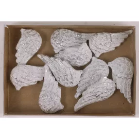   POLIREZIN ANGYALSZÁRNY SZETTBEN, 10DARABOS, FEHÉR ÉS EZÜST