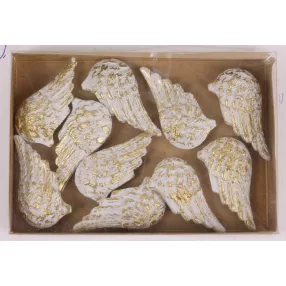   POLIREZIN ANGYALSZÁRNY SZETTBEN, 10DARABOS, FEHÉR ÉS ARANY