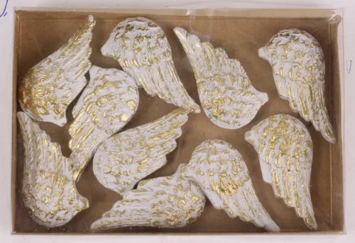 POLIREZIN ANGYALSZÁRNY SZETTBEN, 10DARABOS, FEHÉR ÉS ARANY