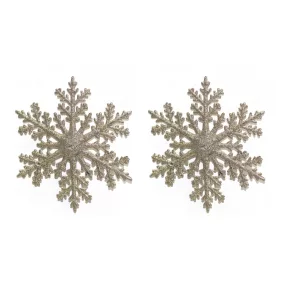   AKASZTÓS KARÁCSONYI DÍSZ HÓPEHELY SZETT, 2 DARABOS, ARANY GLITTER