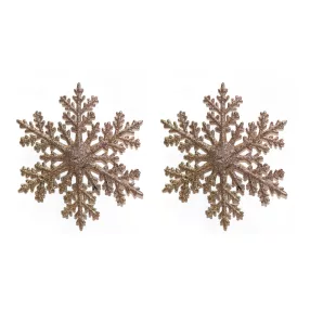   AKASZTÓS KARÁCSONYI DÍSZ HÓPEHELY SZETT, 2 DARABOS, ROSEGOLD GLITTER