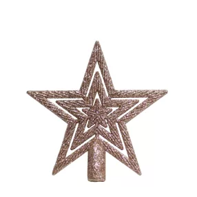 KARÁCSONYI CSÚCSDÍSZ CSILLAG, ROSEGOLD GLITTER