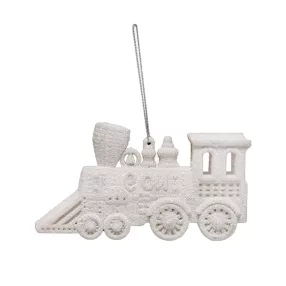 AKASZTÓS KARÁCSONYI DÍSZ VONAT, FEHÉR GLITTER