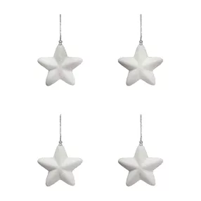   AKASZTÓS KARÁCSONYI DÍSZ CSILLAG SZETT, 6 DARABOS, 3D, FEHÉR