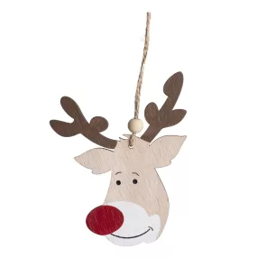 DEKOR FA AKASZTÓS RÉNSZARVAS FEJ, BORDÓ ORRAL, NATÚR