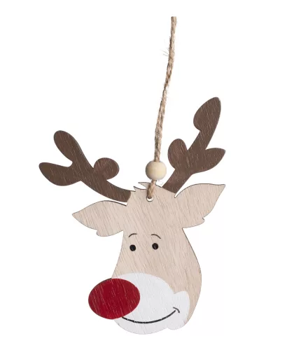 DEKOR FA AKASZTÓS RÉNSZARVAS FEJ, BORDÓ ORRAL, NATÚR