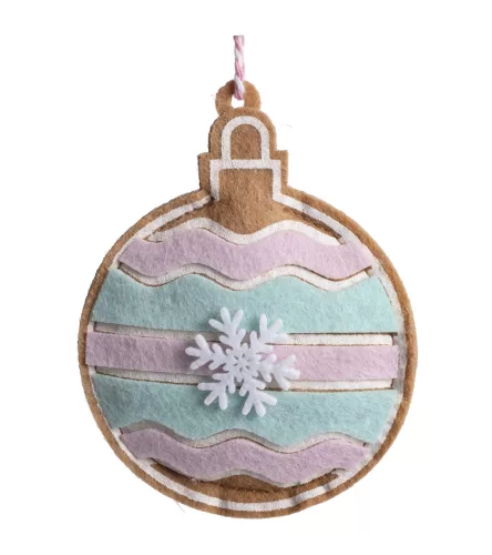 FILC AKASZTÓS GÖMBDÍSZ, MÉZESKALÁCS, HÓPIHÉVEL, TÜRKIZ