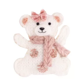 TEXTIL AKASZTÓS MEDVE, FEHÉR ÉS RÓZSASZÍN