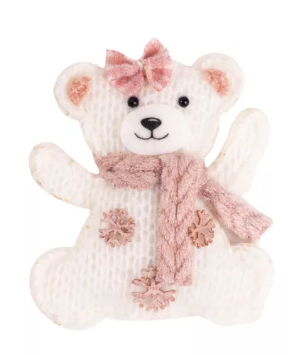 TEXTIL AKASZTÓS MEDVE, FEHÉR ÉS RÓZSASZÍN