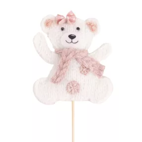 TEXTIL MEDVE PÁLCIKÁN, FEHÉR ÉS RÓZSASZÍN