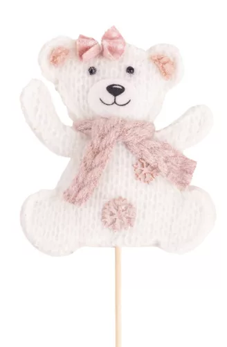 TEXTIL MEDVE PÁLCIKÁN, FEHÉR ÉS RÓZSASZÍN