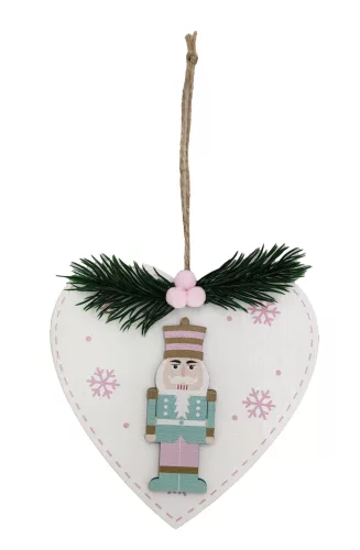 FA AKASZTÓS SZÍVEN DIÓTÖRŐ, FEHÉR, TÜRKIZ ÉS RÓZSASZÍN