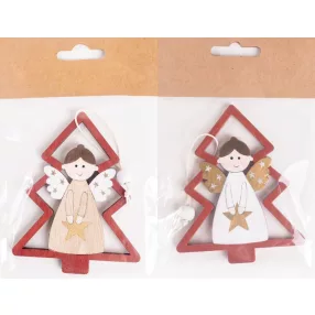 FA AKASZTÓS FENYŐBEN ANGYAL, BORDÓ, NATÚR ÉS FEHÉR