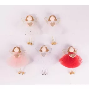 TEXTIL AKASZTÓS ANGYAL, SZÍVVEL A KEZÉBEN