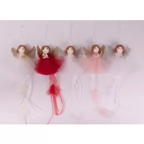 TEXTIL AKASZTÓS ANGYAL, TÜLL RUHÁS, TOLLAL