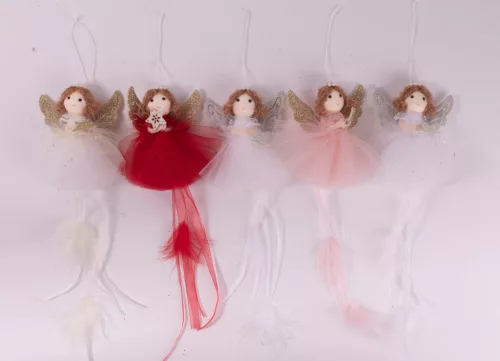 TEXTIL AKASZTÓS ANGYAL, TÜLL RUHÁS, TOLLAL